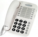 Geemarc CL1100 - v&otilde;imendatud lauatelefon koos kiirvalimisnuppude ja helitugevuse reguleerimise seadmega eakatele - kuuldeaparaadiga &uuml;hilduv - madal kuni keskmine kuulmislangus - versioon DE