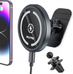 OHLPRO &uuml;hildub MagSafe autolaadijaga, mobiiltelefoni hoidja auto laadimisfunktsiooniga iPhone 16 Pro Max/16 Pro/16 Plus/15/14/13/12 seeria, magnetiline auto mobiiltelefoni hoidja, traadita auto