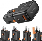 SooPii Gan USB C laadija 35W, 2 port PD PPS QC universaalne reisimisadapter kogu maailmas, All-in-One reisimisadapter USA-UK-EL AU pistikupesa adapteriga Galaxy S25/S24/Note 20, iPhone 16/15/14, iPad, Pixel jaoks