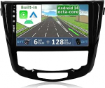 YUNTX [6GB + 128GB] Android 14 2 Din autostereo sobib Nissan X-Trail Qashqai j11 Rouge 2014-2017 [sisseehitatud CarPlay/Android Auto/DSP] koos kaamera toega DAB/rooliseadme toega
