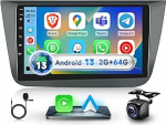 Podofo 2G+64G autoraadio Seat Altea 2004-2015, 9-tolline puuteekraaniga Android 13.0 raadio traadita Carplay Android Car DSP BT GPS peegel FM RDS USB tagurduskaamera
