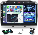 4G+64G Android Autoradio f&uuml;r Peugeot 308 2008-2020 mit Wireless Carplay & Android Auto, 9-Zoll IPS puuteekraaniga GPS, WiFi, 32EQ, Bluetooth 5.0, FM/RDS Radio