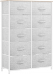 YITAHOME Chest of Drawers with 10 Drawers, Cupboard, Fabric Drawers with Handles, Chest of Drawers with Sturdy Steel Frame, Durable, Light Grey