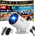 Mini projektor, 1080P 4K tugi 180&deg; p&ouml;&ouml;ramine Portable Streaming Projector, v&auml;ike videoprojektor toetab 2.4/5G Dual WiFi ja Bluetooth 5.0, Android ja iOS Smart Projector, Double Control