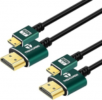 Thsucords Hyper Slim Mini HDMI HDMI kaabel 1 m Pack of 2, Ultra Thin ja paindlik HDMI Mini kaabel toetab 3D/4K @ 60Hz/18Gbps/1080P &uuml;hildub s&uuml;learvuti, TV, monitor, projektor