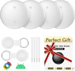 Air Tracker Tags 4 Pack Androidile - Google'i sertifitseeritud Bluetooth otsija IP66 veekaitsega. Ideaalne v&otilde;tmete, pagasi ja lemmikloomade jaoks. Kaasa arvatud kaitsekohvrid (valge)