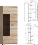 LINK Display Cabinet, Standing Display Cabinet, Living Room Cabinet, Display Cabinet with 2 Doors (Without Lighting)