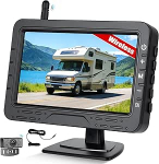 SIXWIN traadita tagurduskaamera komplekt, 4,3-tolline monitor, IP68 veekindel, 1 traadita tagurduskaameraga haagisele, haagissuvilale, veoautole, autole, bussile, &ouml;&ouml;vaatlus, 12V-36V