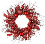 J&otilde;ulup&auml;rg Uksep&auml;rg j&otilde;uludeks - Punane advendip&auml;rg j&otilde;ulukujude ja pikkade okstega, dekoratiivne p&auml;rg j&otilde;ulukaunistus lauap&auml;rg, l&auml;bim&otilde;&otilde;t 40 cm.