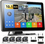 CAMECHO tagurduskaamera 4 kaamera komplekt 10,1-tollise IPS HD monitoriga 4 jagatud tagumise ja esikaamera laia nurga tagurduskaamera komplekt koos kadudeta muusika/BSD/DVR/Reverse abi veoautodele/autodele/bussidele/pakiautodele/mootorhaagistele