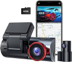 LAMTTO Dash Cam auto eesmine tagumine 4K + 1080P, WiFi Dash Cam koos 64GB SD-kaardiga, topelt autokaamera GPS-i, &ouml;ise n&auml;gemise, liikumistuvastuse, G-sensoriga, 24/7 parkimise j&auml;lgimine, loop salvestamine, rakenduse kontroll