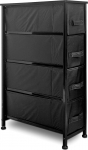 Clarisworld 4 Narrow Chest of Drawers Storage Tower Chest of Drawers - Wooden Top Sturdy Steel Frame Organiser Unit for Bedroom Hallway Entryway Closets - Laminated Fabric (4 Drawers