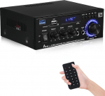AK45 HiFi-v&otilde;imendi Mini Stereo Bluetooth raadio audio v&otilde;imendi vastuv&otilde;tja, 12V/240V 2.0 kanaliga 40W X 2 digitaalne v&otilde;imendi FM-raadio, kaugjuhtimispult, SD/USB sisend, MIC, BT, heliv&otilde;imendi abil