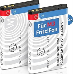 Wicked Chili 2 x akud AVM Fritz!Fon M3, asendusaku +20% v&otilde;imsusega, asendusaku Fritzfon VOIP telefonile, originaal Fritz Fon aku BT239865 Mod lisaseadmed.