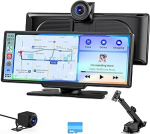 Avylet 9-tolline Apple Carplay juhtmevaba autoraadio, 4K Dash Cam, 1080P tagurduskaamera, h&auml;&auml;ljuhtimine, puuteekraan, Android auto, GPS navigatsioon, Bluetooth raadio, Mirror Link/AUX/FM / 64GB SD kaardiga