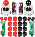 EG STARTS 2 Spieler Arcade Spiel Kit Teil USB Pc Joystick f&uuml;r Mame Spiel DIY Null Verz&ouml;gerung USB Encoder + 2x 5pin 8 Way Stick + 20 Drucktasten Rot + Schwarz Kits Support Windows & Raspberry Pi