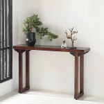 Narrow Console Table, Walnut Console Table, Solid Wood, 12 Inch Wide Console Sofa Table, Pure Pine Wood (Brown 39 x 12 x 31)
