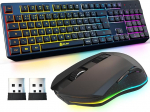 KLIM Blaze & Chroma - Uus - AZERTY juhtmevaba m&auml;nguklaviatuuri ja hiire komplekt - vastupidav, ergonoomiline - juhtmevaba m&auml;nguklaviatuuri ja hiire komplekt PC, Mac, PS4 PS5 jaoks - sisseehitatud vastupidav aku