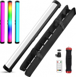 RGB LED Video Light Stick, Obeamiu 2600-9600K Portable Photography Lighting, Built-in 5000mAh Rechargeable Battery, 21 Light Effects for Conference Shooting, YouTube Studio, Live Streaming