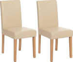 Littau Set of 2 Dining Chairs / Kitchen Chairs / Leather / Cream / Light Legs