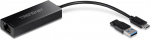 TRENDnet, TUC-ET2G 2.5G USB-C RJ-45 Ethernet adapter, 2 in 1 adapter, &uuml;hildub USB C/Thunderbolt 3 v&otilde;i USB 3.1, must