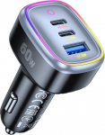 Sigaretis&uuml;&uuml;taja USB C &uuml;hildub iPhone Samsung PD3.0/QC3.0/PPS 12V 24V auto veoauto kiirlaadija RGB valgusr&otilde;ngas jahutusauto laadija adapteriga
