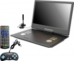 Reflexion 14-tolline LCD-monitor DVD-m&auml;ngija ja DVB-T2 HD-tuuneriga, sisseehitatud aku koos m&auml;ngupadja, m&auml;nguketta ja 12 V autoadapteriga.