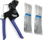 Anhoer 200 x roostevabast terasest kaablisidemed ja 1 x metallist Tie Gun 4,6 x 300 mm metallist kaablisidemed Gun Tie Wrap Gun Zip Tie Tighter Tensioning kaabli komplekteerimise t&ouml;&ouml;stusele