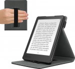 kwmobile kate Kobo Aura Edition 2 jaoks - PU nahast e-lugeri &uuml;mbris sisseehitatud k&auml;erihma ja alusega - must