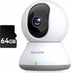 blurams 2K siseruumide valvekaamera, 360&deg; WiFi kaamera + 64G MicroSD, liikumise j&auml;lgimine, &ouml;&ouml;n&auml;gemine, lemmikloomakaamera kahesuunalise heliga, &uuml;hildub Alexa ja Google'iga (2,4 GHz Wi-Fi)