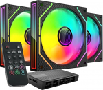 MARS GAMING MF-3DPROKIT, komplekt 3x PWM 120 mm ventilaator, ARGB Infinity Mirror 3D valgustus, PWM juhtimiss&uuml;steem, FDB laager, kaugjuhtimispult ja HUB, t&auml;ielik ARGB &uuml;hilduvus, must