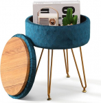 Cpintltr Velvet Ottoman Round Footrest Stool Multifunktsionaalne polsterdatud Ottoman Modern Accent Dressing Table Tray Coffee Table Sobib elutuppa magamistoas