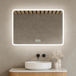 Bayt LED Vannitoa peegel koos valgustusega 52 x 75 cm - 3 v&auml;rvi timmitav LED Vannitoa peegel | Anti-Fog valgustatud seinapeegel | Moodne ristk&uuml;likukujuline seinapeegel vannituppa | Moodne ristk&uuml;likukujuline seinapeegel vannituppa