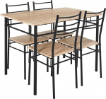 HOME DECO FACTORY Tisch und 4 St&uuml;hle Loka, Braun/Schwarz, 110x76x70