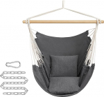 SONGMICS rippuv kiiktool 2 padjaga, metallist kett, maksimaalne koormus 150 kg, sise- ja v&auml;litingimustes, elutuba, magamistuba, tumehall GDC187G02