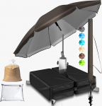 4smile Beach Parasol 180 cm - reguleeritava k&otilde;rgusega rannavarju SunnyJoy UPF 50+ p&auml;ikesekaitseks rannavarju tuulekindel stabiilne - p&auml;ikesevarju koos kaitsva kattega, aiavarju, taupee
