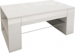 ML-Design k&otilde;rgl&auml;ikega valge kohvilaud, ruumikas elutoa laud klaasriiuli ja 4 sektsiooniga k&uuml;lgedel, 100 x 42 x 60 cm, kaasaegne diivanilaud koos hoiuruumiga, puidust k&uuml;ljelaud,