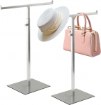 R&auml;tikuhoidja, 2 t&uuml;kki, T-kujuline stend, k&auml;ekottide, kottide stend, topeltkonksu hoidja, roostevabast terasest, reguleeritav k&auml;ekottide stend vannir&auml;tikute, riiete, tekkide, ajalehtede jaoks - 35-65 cm