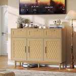 Rattani hoium&ouml;&ouml;bel Puidust k&uuml;ljepaneel 108 cm 3 ukse ja 3 sahtliga K&uuml;ljepaneel K&ouml;&ouml;gi hoiukapp K&ouml;&ouml;gikapp elutuppa 108 x 40 x 80 cm