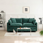 Modulaarne sektsiooniline diivan 77-tolline konverteeritav 2-kohaline &scaron;enillist s&uuml;gav iste Cloud diivan kahe istekohaga koos padjadega elutoa korterisse kontorisse (roheline)