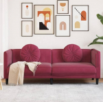 LAPOOH 372646 Diivan koos pehmendusega 3-kohaline veinipunane samet, Lounge diivan, diivanid ja diivanid, l&otilde;&otilde;gastav diivan, diivan elutuppa