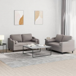 2-TLG. Sofagarnitur mit Kissen Taupe Stoff, 2-Sitzer Wohnzimmer Couch Set modern, bequemes Sofa mit Rollkissen, strapazierf&auml;higer Polyester Bezug f&uuml;r Entspannung und G&auml;ste