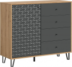 xonox.home Prisma Highboard Sideboard 110 x 96 x 40 cm (B x K x S) Artisan Tamme imitatsioon ja antratsiit matt