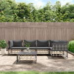 3-TLG. Garten-Lounge-Set mit Kissen Anthrazit Poly Rattan f&uuml;r Terrasse, Outdoor-Lounge-Set Poly Rattan als Gartenm&ouml;bel-Set Anthrazit