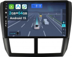 9-tolline Android 14 autoraadio Subaru Forester / Impreza 2007-2012 koos juhtmevaba Apple CarPlay Android auto peeglilink GPS navigatsiooniga Bluetooth 5.0 WiFi USB Navi FM + tagurduskaamera
