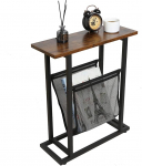 Side Table with Metal Frame and Wooden Top, Small Corner Side Table for Living Room, Bedroom, Study, Home Office Desk (Large H Shape)