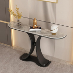 Moderne Marmor Konsole,Eingangs Tisch mit Gesintertem Stein Tischplatte,Einfach zu Reinigen,Einfache Montage,Sofatisch f&uuml;r Wohnzimmer,Flur,Eingangsbereich,Schlafzimmer(Black4,120cm)