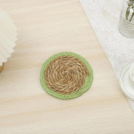 15-30cm &uuml;mmargune boho rotangist laualusad, naturaalsed k&auml;sitsi kootud laualusad, maisikoorega laualusad, rustikaalsed punutud korvi laualusad s&ouml;&ouml;gilauale (roheline 15cm)