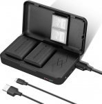 NEEWER asendusaku ja laadijakomplekt LP-E6 LP-E6N, &uuml;hildub Canon 5D Mark II III 5D Mark IV 6D Mark II 7D Mark II 70D 80D 90D, 2-pakk 2000mAh akusid ja kahe kanaliga USB-laadija