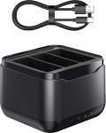 Akulaadija GoPro Hero 13 Black'ile koos C-t&uuml;&uuml;pi kaabli ja Micro SD-kaardi hoiuga, 3 kanaliga, multifunktsionaalne laadimiskast actionkaamera tarvikutele